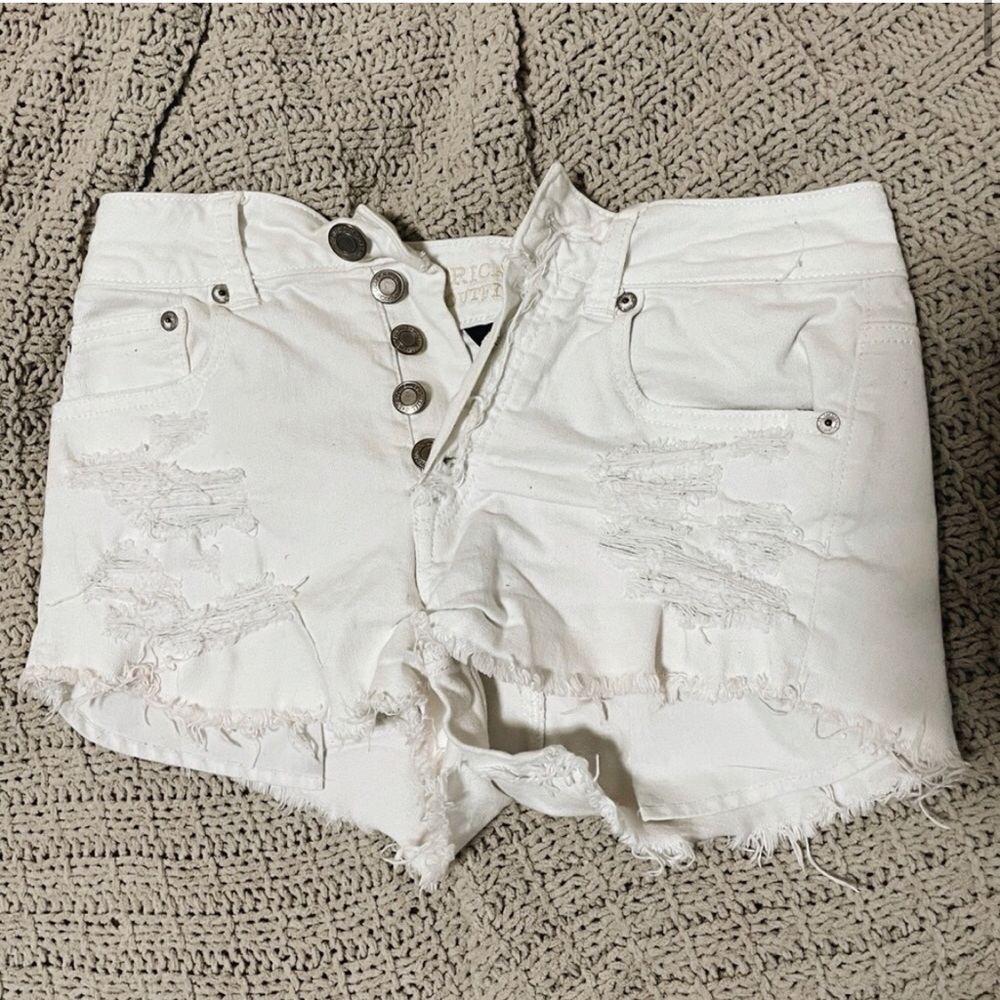 american eagle high rise jean shorts